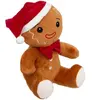 Déco de Noël Peluche Pain d'épice avec Bonnet de Père Noël H 25 cm