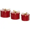 Déco noël lot de 3 boîtes rondes en métal rouge - feeric christmas