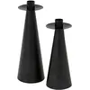 ATMOSPHERA Lot de 2 Bougeoirs Chandeliers en métal noir mat H 20 et H 24 cm