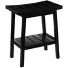 FIVE Tabouret avec petit rangement d'appoint en bambou - Noir- L 40 x H 46 cm