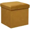Atmosphera Pouf pliant et Coffre de rangement en tissu Jaune Moutarde 38 x 38 cm