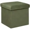 ATMOSPHERA Pouf pliant et Coffre de rangement en tissu Vert Kaki 38 x 38 cm
