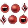 Déco de sapin Lot de 6 Boules de Noël D 10 cm - Rouge et Blanc