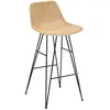 3S. x Home Chaise Tabouret de bar en Rotin naturel et Pieds en acier Noir