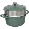 Cuiseur vapeur - FIVE - D24cm - Fonte d'aluminium - Vert - Tous feux compatibles
