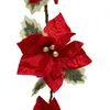 Feeric Light & Christmas Guirlande de Noël Fleurs de Poinsettia Rouge H 180 cm