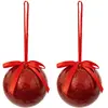 Feeric Light & Christmas Déco Sapin Lot de 2 Boules de Noël Rouge pailleté D 6 cm
