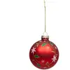 Déco Sapin Boule de Noël en Verre D 8 cm rouge décor couronne de houx ...