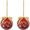 Feeric Light & Christmas Déco Sapin Lot de 2 Boules de Noël Rouge pailleté et timbre Pole Nord D 6 cm