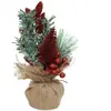 Compo de Noël Sapin déco et paillettes H 24 cm