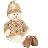 Déco de Noël Personnage assis Beige et Doré pailleté H 52 cm