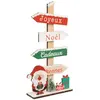 Pancarte de Noël en Bois enneigé Rouge Vert et Naturel H 29.5 cm