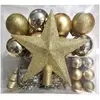 Déco de Sapin de Noël Kit 44 pièces, Boule, Guirlande et Cimier - Doré