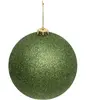 Déco Sapin Boule de Noël XL D 15 cm Vert olive pailleté