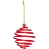 Déco Sapin Boule de Noël en Verre D 8 cm Spirale Rouge