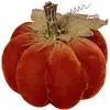 Déco de Noël Citrouille velours orange et doré pailleté H 19 cm