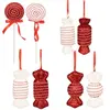 Déco de sapin Lot de 8 Bonbons Rouge et Blanc Hauteur maxi 28 cm