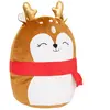Déco de Noël Peluche Renne marron et rouge H 35 cm