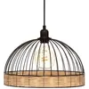 Atmosphera - Suspension en Métal Filaire Noir et en Rotin D 35 cm