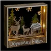 Pp No Name Décoration Lumineuse Cadre Bois 18cm Naturel
