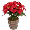 FEERIC CHRISTMAS Plante Artificielle Poinsettia en Pot "Soir" 22cm Rouge