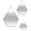 Atmosphera Lot de 3 miroirs en forme hexagonal - Métal - Doré