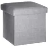 ATMOSPHERA 2 en 1 Pouf pliant et coffre de rangement Gris clair aspect Lin 38 x 38 cm