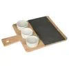 Paris Prix SERVICE APERITIF 4 PCS PLATEAU COUPELLE 35.5 X 26 CM ARDOISE BAMBOU