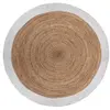 AC-DÉCO Tapis déco rond en jute bord coloré diamètre 120 cm blanc Diamètre 120 cm