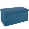 ATMOSPHERA 2 en 1 Pouf pliant double et coffre de rangement Velours Bleu 76 x H 38 cm