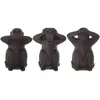 Atmosphera - Set de 3 statuettes Singes Sagesse - résine - Noir H23 cm