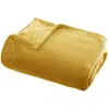Atmosphera - Grand plaid en Flanelle uni - 180x130 cm - Jaune Ocre