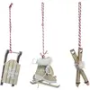 FEERIC LIGHTS & CHRISTMAS Déco de Sapin Lot de 3 Formes en Bois avec fourrure blanche