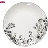 SECRET DE GOURMET Assiettes Plates - White Floral - Lot de 6 - Porcelaine - Blanc & Noir