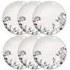 SECRET DE GOURMET Lot de 6 Assiettes à Dessert "White Floral" 20cm Blanc