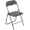 5 five simply smart Chaise d'appoint pliante en métal noir et velours gris - 44x48.5x79cm