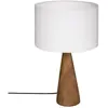 Lampe à poser - ATMOSPHERA - Pied en Bois - Abat-jour Blanc - H 46 cm