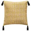 Atmosphera Créateur d'intérieur - Housse de Coussin 4 Pompons 40x40cm Ocre