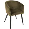 Fauteuil séjour - ATMOSPHERA - Marlo - Velours Kaki - Pieds métal noir