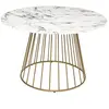 ATMOSPHERA Table A Manger Rayo, Plateau Verre Trempé Effet Marbre, Blanc D120 Cm