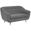 Atmosphera Canapé fixe - 2 places - Tissu gris - Retro - Pieds en bois