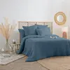 Atmosphera - Housse de couette 2 places en lin 260x240 - Bleu Canard