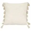 HOMEMAISON Coussin - ATMOSPHERA - Ivoire - 50 x 50 cm - Déhoussable - 14 Pompons