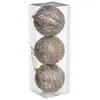 Feeric Light & Christmas Déco de sapin Lot de 3 Boules de Noël D 8 cm Champagne avec perles et paillettes