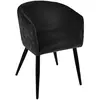 ATMOSPHERA Chaise Fauteuil de table en Velours Noir et pieds en métal noir