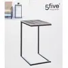 FIVE Table d'Appoint Design "Linoya" 66cm Naturel & Noir Marron