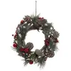 Atmosphera Couronne de Noël en Bois avec branchage et déco rouge pailletée D 30 cm