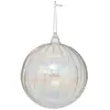 Déco Sapin de Noël Maxi Boule striée en Verre D 14 cm Transparent