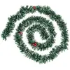 Guirlande de Noël large 7.5 cm Vert avec Baies Rouge Longueur 2 mètres