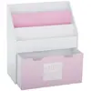 ATMOSPHERA Bibliothèque Enfant blanche & rose avec bac de rangement sur roulette
